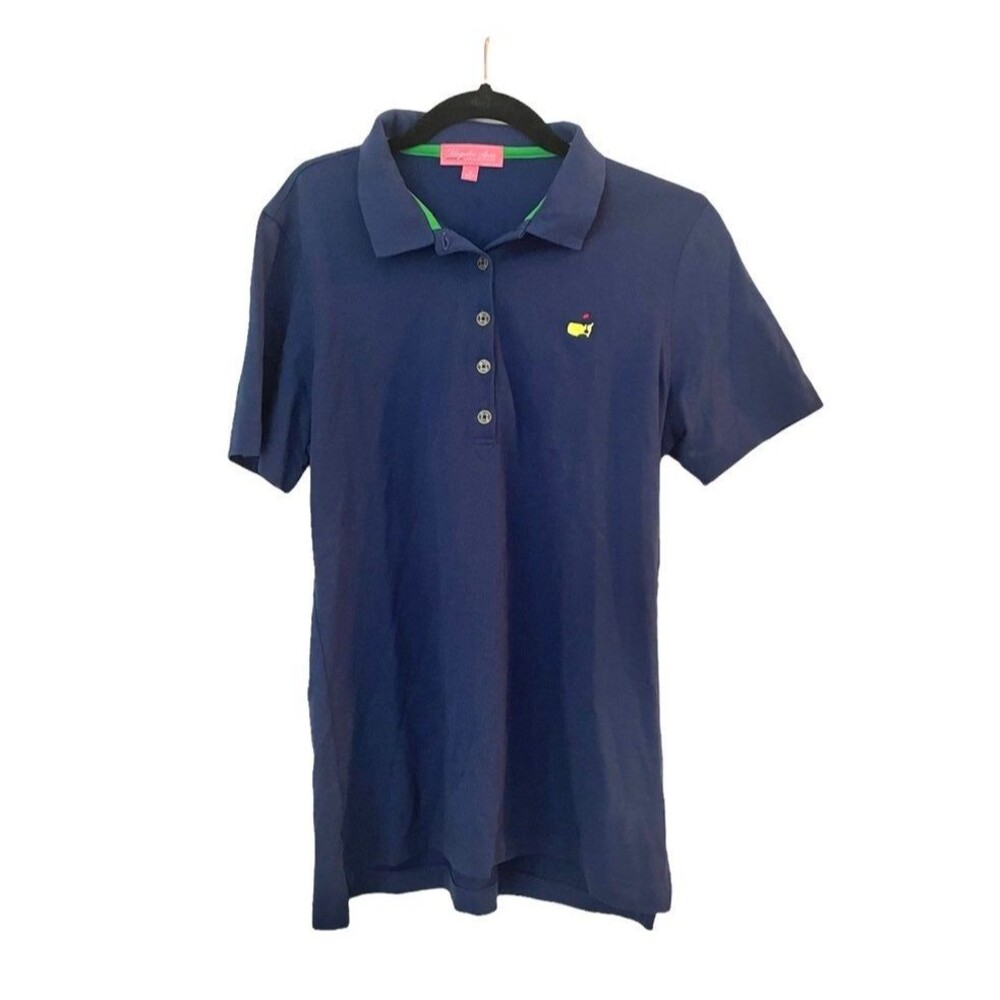 Masters Ladies Magnolia Lane Navy blue Knit Pima Cotton Blend Polo Size medium